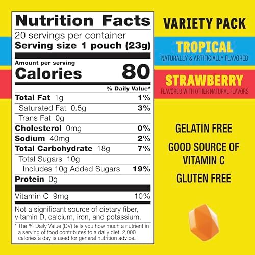 Gushers Fruit Flavored Snacks, Tropical and Strawberry Flavors, Family Pack, 20 Ct, 16 oz