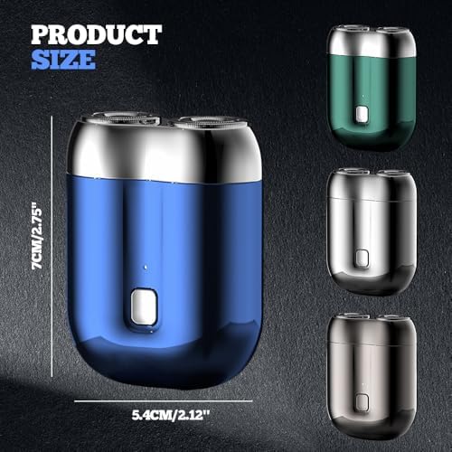 2026 New Upgrade Pocket Shaver USB Mini Shavers for Men, Rechargeable Electric Mini Portable Razor, Washable Double Head Razor, Waterproof Compact Electric Shaver for Home, Car, Travel (Blue)