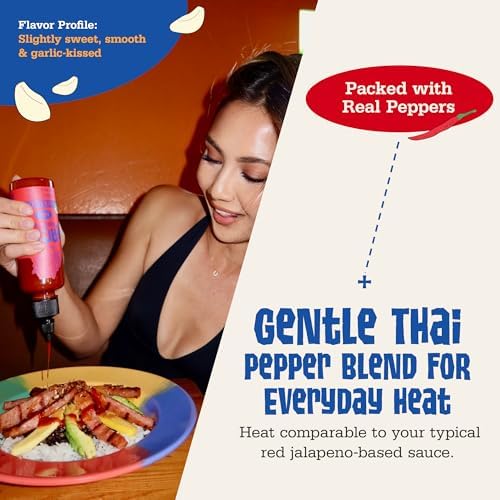 Racha Organics Mild Sriracha Hot Sauce - USDA Organic Sriracha Sauce Made with Estate-Grown Thai Chili Peppers - Low-Sugar, Non-GMO, Gluten Free, Keto Friendly - 10oz - Made in Thailand