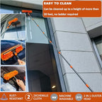 20+ Feet High Reach Duster Kit with 3-14 ft Extension Pole // High Ceiling Dusting and Window Cleaning Kit with Spliceable Pole - Window Washer & Squeegee, Cobweb Duster, Fan Blade and Feather Dusters