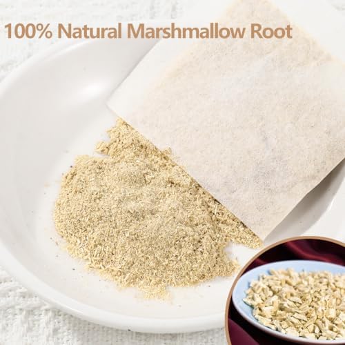 50 Premium Marshmallow Root Tea Bag,100% Natural Pure Althaea Officinalis,No Additives & Caffeine Free, Caffeine-free - Respiratory Support & Promote Digestion.