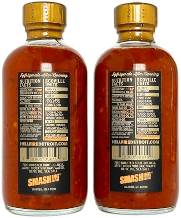Hell Fire Detroit Bhut Jolokia (aka Ghost) Hot Sauce (Superhot), Limited Edition, Crafted with Fresh, Fire-Roasted Bhut Jolokia Chile Peppers, All-Natural, Vegan, Gluten-Free, Low Sodium – 4 Fl Oz (Pack of 2)
