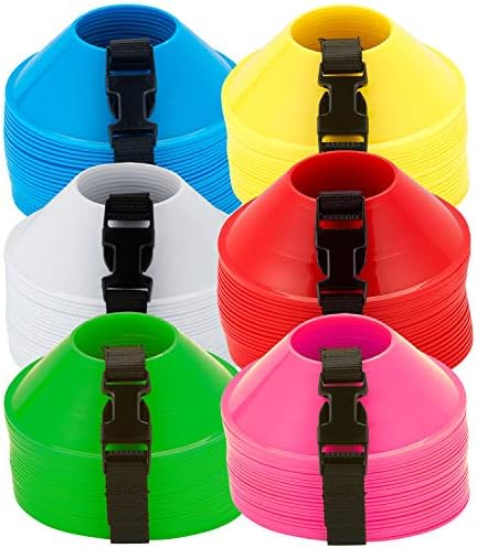 American Challenge Mini Disc Cones – Set of 25 Agility Cones for Sports Training – Compact Soccer Cones with Carry Strap for Drills & Practice