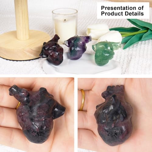 Garnet Heart Crystal Figurines, 2.1 Inch Crystal Heart Love Statue for Home Decor, Meditation and Stress Relief, Hand Carved Natural Healing Stone Cardiac Sculpture Spiritual Gift for Women