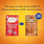 Twinings Gingerbread Joy Holiday Tea, Black Tea Naturally Flavored with Cinnamon and Ginger, Tea Bags Individually Wrapped, 20 Count Ea (Pack of 2)