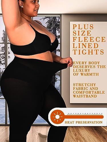 HONENNA Queen Plus Size Fleece Lined Tights, 11+ Colors Thermal Warm Winter Tights for Women, Medias Termicas Mujer Invierno