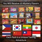 Ramen Noodles from Around the World International Snack Box Variety Pack of 10 Instant Noodles - Japanese, Filipino, Thai, Vietnamese with Chopsticks and Sticker