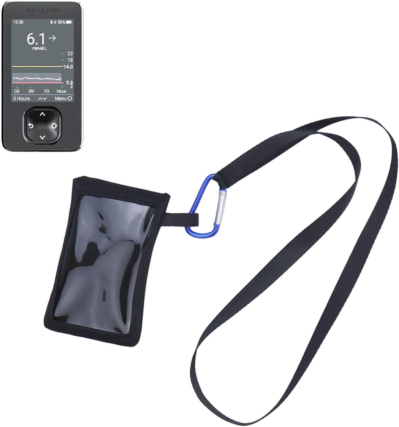 Blood Glucose Meter Case with Lanyard & Hook for Dexcom Receiver G7 Holder Pouch Diabetes Supplies