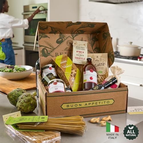 Mercato di Bellina Italy's Finest Artisanal Italian Food Gift Basket - All Natural Gourmet Pasta Gift Basket. Ideal for Holiday, Sympathy, Congratulations, Anniversary or Celebration.