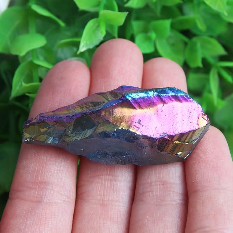 Acxico 1Pcs 100g Titanium Rainbow Aura Lemurian Quartz Crystal Point Healing