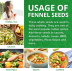 Jiva Organic Fennel Seeds 7 Oz Bag - Non-GMO, Certified, Vegan - Resealable Bag - Product of India