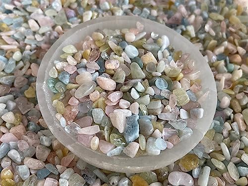 WHOLESALE Natural Semi Tumbled Morganite Gemstone Chips, Crushed Mini Crystals, Undrilled Crystal Chips (Morganite, 0.25 Pound)