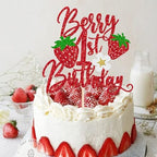 Rsstarxi 1 Pack Berry 1st Birthday Cake Topper Berry First Birthday Decors Sweet Fruit Theme Strawberry One Cake Pick for Strawberry Baby Shower Party Cake Decorations