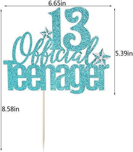 13 Official Teenager Cake Topper, 13th Birthday Cake Topper, Hello 13 Cake Topper, Cheers to 13 Years, Boy Girl 13th Birthday Party Cake Decoration (blue)