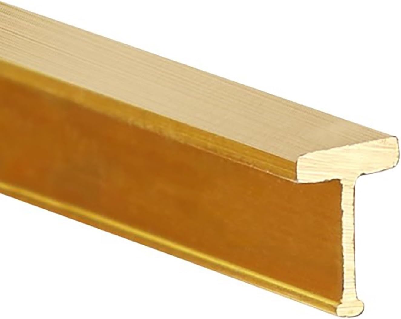 CMYUN Flat T-Shaped Brass Threshold Strip Gold, Extra Narrow Doorway Transition Strips Wood to Tile, Stair Wall Edging Trim Transition Bar, Joins Floor Gap(10x12mm(0.39x0.47 in))
