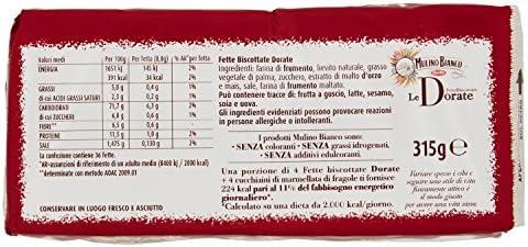 Mulino Bianco: " Le Dorate " Fette Biscottate 36 count - Golden Rusks. Italian Toast - 11.11 Oz (315g) Pack of 2