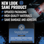Saniderm Tattoo Aftercare Bandage 3 Sheets (Large Pack, 8 in x 10 in) – Convenient, Faster Tattoo Healing and Protection – Sterile, Waterproof, and Latex-Free