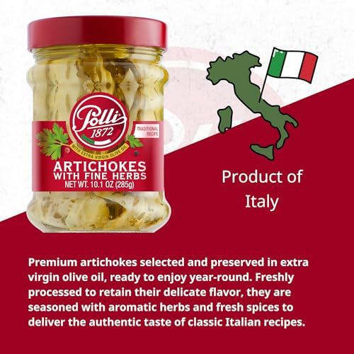 Polli Antipasto Artichokes with Fine Herbs with Extra Virgin Olive Oil | Traditional Recipe | Made In Italy - 2 Pack (10.1 oz Each)