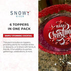 Snowy River Cocktail Toppers (1x6 Pack) - All Natural Edible Topper for Cocktails, Milk Shakes, Cakes and Ice Cream (Merry Christmas)