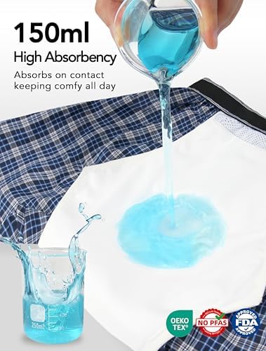 TIICHOO Incontinence Underwear for Men Washable Urinary Incontinence Boxer Regular Absorbency Mens Leak Proof Underwear