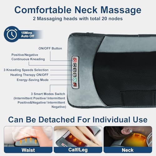 Full Body Massage Mat - 9 Massage Modes Electric Heating Vibration Massage Pad, Neck Foot Back Massage Detachable Massage Pillow, Anti-Slip Bottom Foot Massagers, Gifts for Mom