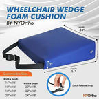 NYOrtho Wheelchair Wedge Seat Cushion - Wedge-Shaped Cushion for Wheelchairs, Office Chairs, Car Seats - Firm Foam with Quick Release Straps and Nonslip Bottom - Made in USA