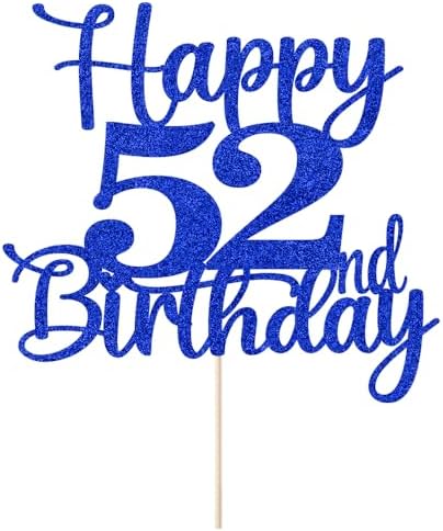 Kaoenla Happy 52nd Birthday Cake Topper,Hello 52,Cheers to 52 Years,52nd Anniversary & 52 years old birthday Party Decoration