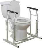 Drive Medical RTL12079 Toilet Safety Frame, Bathroom Grab Bar for Toilets, Freestanding Toilet Rail for Stability, For Users Up to 300 Pounds, White