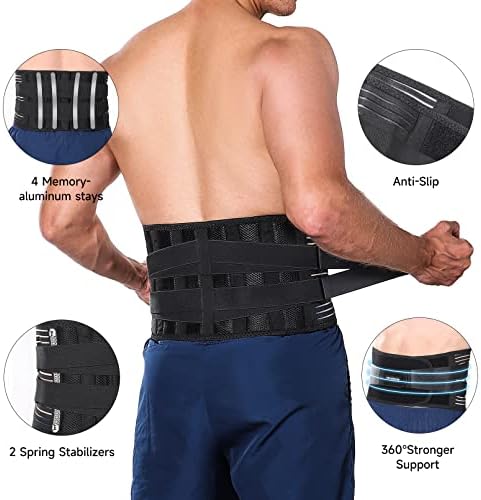 Teyssor Back Brace for Lower Back Pain Relief, Adjustable Lumbar Support Belt with 6 Stays, Back Support Belt for Men and Women(M, Pack of 1)