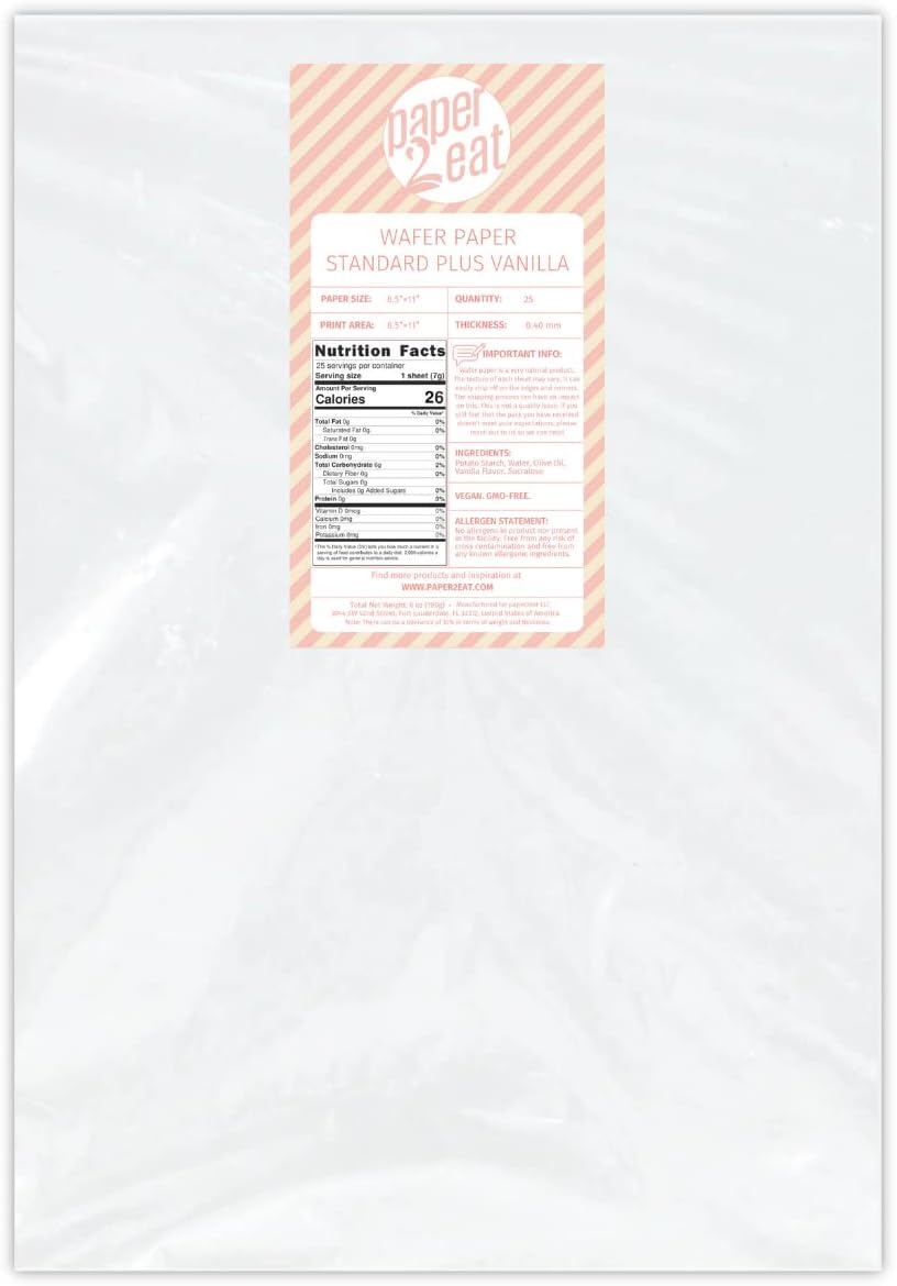 Printable Edible Wafer Paper Sheets from paper2eat (0.40 mm - 25 sheets/Vanilla)