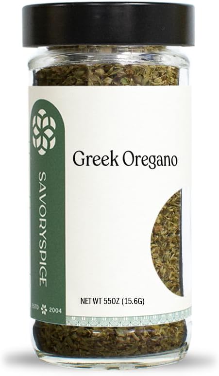 Savory Spice Greek Oregano (0.55 oz) - Premium Dried Mediterranean Oregano Leaves for Italian, Greek & Mediterranean Cooking - Aromatic Herbs for Pizza, Pasta & Tomato Sauces - Gluten-Free, Vegan