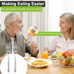Adaptive Utensils(2 Pcs Forks and 2 Pcs Spoons),Parkinsons Utensils, Non-Slip Handles, Silverware for Hand Tremors, Elderly, Arthritis, Parkinsons, 304 Food Grade Stainless Steel