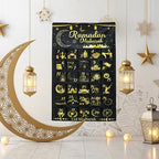 Fabric Ramadan Mubarak Advent Calendar Countdown 30 Days Mystery Eid Mubarak Countdown to Eid Calendar Advent Calendar with 30 Pockets for Ramadan Day Home Wall Decoration