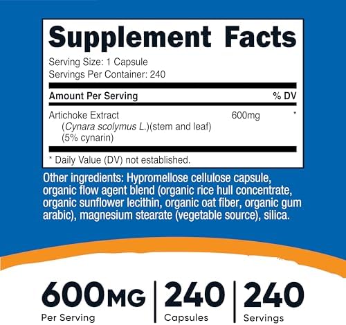 Nutricost Artichoke Extract 600mg, 240 Vegetarian Capsules - Gluten Free, Non-GMO