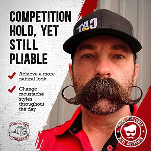 Firehouse Moustache Wax - Made in USA - Light Hold Mustache & Beard Wax - All-Weather, Naturally Scented and Colored (LIGHT, 1 Ounce Tin) - Handmade in Small Batches by John the Fireman
