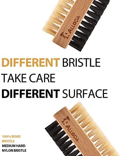 Shoe Cleaning Brush/Scrub Brush by Alloda - [Upgrade] Protect Double Sided Soft & Hard Sneaker Cleaner Brush by 100% Boar & Nylon Bristle
