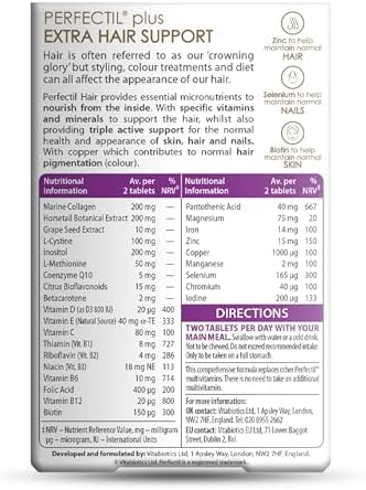 Perfectil Vitabiotics Multivitamin | Hair Growth and Thickening Formula | Supports Thicker, Healthy Hair | Vitamin D, E, Collagen, Biotin, and More