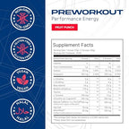 AN Performance Pre-Workout Powder Supplement for Men & Women | Energy Drink Mix with 300mg Caffeine + Beta Alanine + Citrulline | Third-Party Tested | Fruit Punch | 30 Servings