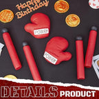 Hiboom Boxing Happy Birthday Cake Topper Boxing Glove Cake Decorations for Man Fight Sports Competition Style Birthday Party Supplies