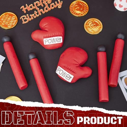 Hiboom Boxing Happy Birthday Cake Topper Boxing Glove Cake Decorations for Man Fight Sports Competition Style Birthday Party Supplies