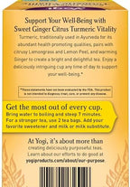 Yogi Tea Sweet Ginger Citrus Turmeric Vitality - 16 Bags per Pack (4 Packs) - Organic Ginger & Turmeric Root Tea - Supports Well-being - Includes Cinnamon Bark & More