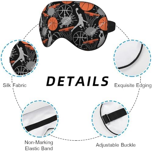 Basketball Game Silk Eye Mask Sleep Mask Sports Youthful Energetic Athletes Eye Mask with Adjustable Strap Lightweight for Women Work Travel Night Sleep