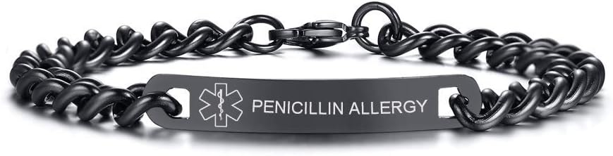VNOX Medical Alert ID Bracelet - Mens Womens Stainless Steel ID Tag Medical Alert Emergency Bracelet,7.2/8/8.4 Inches