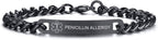 VNOX Medical Alert ID Bracelet - Mens Womens Stainless Steel ID Tag Medical Alert Emergency Bracelet,7.2/8/8.4 Inches
