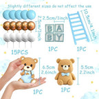 Baby Shower Cake Topper for Boy Bear Theme We Can Barely Wait Decorations Adorable Baby Boy Shower Cake Decorations with Bear Topper for Gender Reveal Newborn Celebration