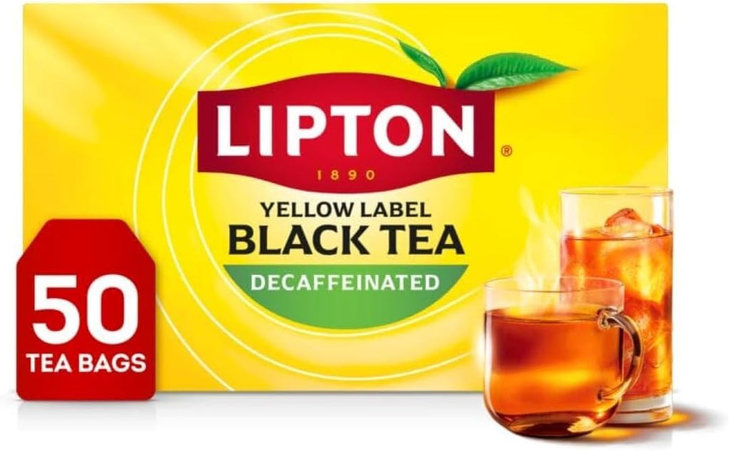 Lipton Decaf Black Tea Bags, Hot or Iced Caffeine Free Tea, 50 Tea Bags