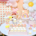Cheereveal Roll Skating Birthday Decorations - 36 Pack Groovy Theme Let’s Roll Cupcake Toppers, Table Dessert Cupcake Picks, Happy Birthday Party Supplies for Girls
