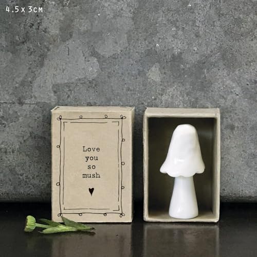 East of India Porcelain MINI Matchbox Love You so mush Mushroom Gift, mini Keepsake Gift