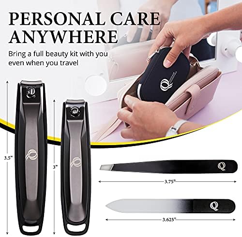 Nail Clipper Set - Nail Clippers for Men/Women - Includes Toenail/Fingernail Clippers, Tweezers, Crystal Nail File - Perfect for Thick Nails - Manicure/Pedicure Tool Kit