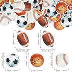48 PCS Edible Sports Cupcake Toppers Wafer Paper Baseball Rugby Cupcake Picks Edible Basketball Soccer Football for Cake Decorating Sports Ball Game Theme Kids Birthday Party Cake Decorations Supplies